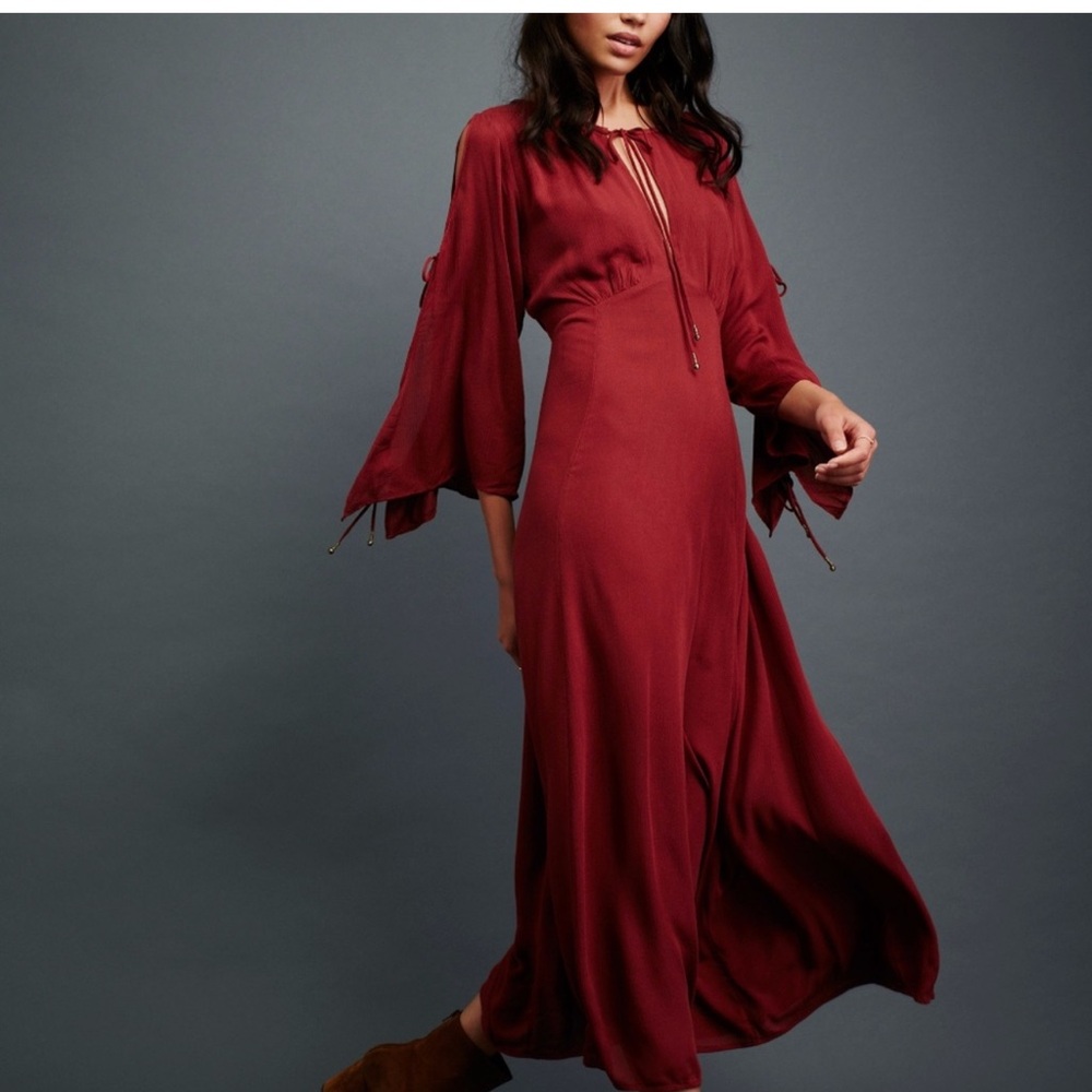 Free People Prettiest Thing Maxi Dress in Burgundy